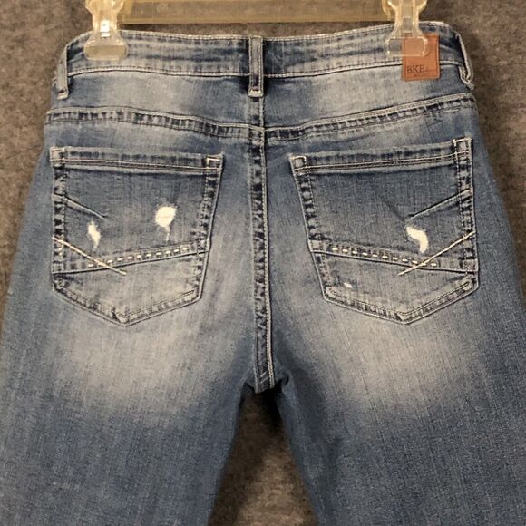 BKE Payton Jeans Womens 28 Cropped (30x22) Low-Rise Capri Whiskered Distressed - Picture 1 of 11